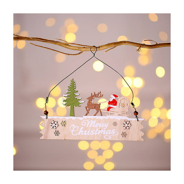 Christmas Colorful Wooden Pendant Door Decorations Hanging Party Decor Ornaments